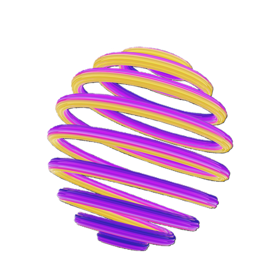 a futuristic purple-orange wire shaped in a sphere